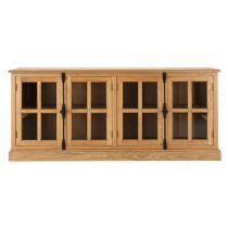 Lyox Wooden 4 Glass Doors Sideboard In Natural