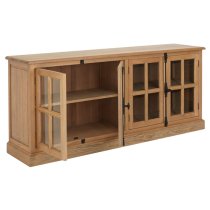 Lyox Wooden 4 Glass Doors Sideboard In Natural