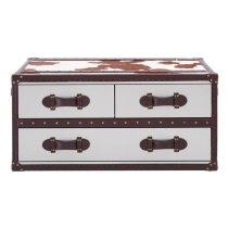 Kensick Wooden Coffee Table With 3 Drawers In Brown And White