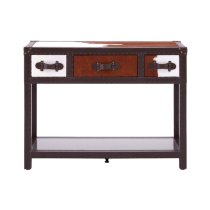 Kensick Wooden Console Table With 3 Drawers In Brown And White