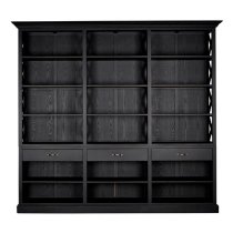 Lyox Large Wooden 3 Drawers Bookcase In Black