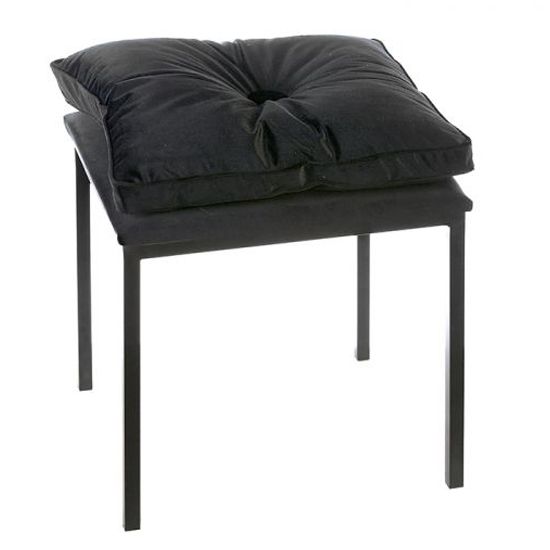 Glam Velvet Stool In Black With Metal Legs