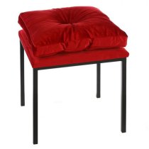 Glam Velvet Stool In Red With Black Metal Legs