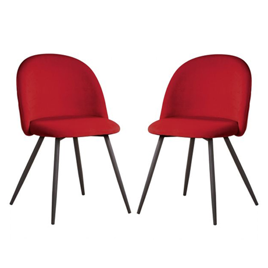 Meran Red Fabric Dining Chairs In A Pair