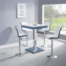 Topaz High Gloss Bar Table In Grey With White Glass Top