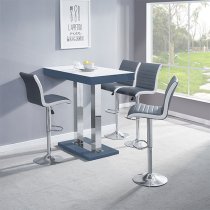 Caprice High Gloss Bar Table In Grey With White Glass Top