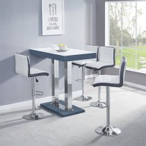 Caprice High Gloss Bar Table In Grey With White Glass Top