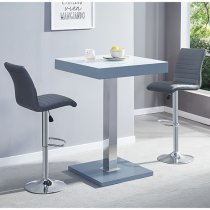 Topaz Glass White Grey Bar Table 2 Ripple Grey Stools