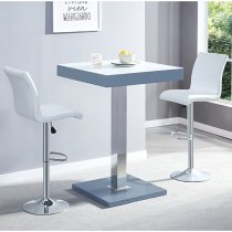 Topaz Glass White Grey Bar Table 2 Ripple White Stools