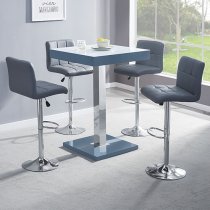 Topaz Glass White Grey Bar Table 4 Coco Grey Stools