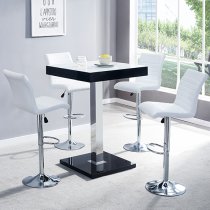 Topaz Glass White Black Bar Table 4 Ripple White Stools