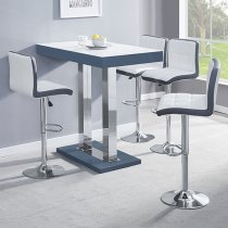 Caprice White Grey Gloss Bar Table 4 Copez White Grey Stools