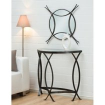 Jupiter Clear Glass Console Table With Antique Black Metal Frame