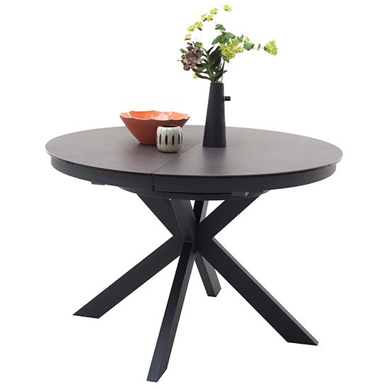 Winnipeg Extending Grey Dining Table With Matt Black Legs