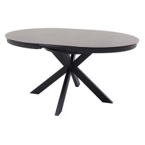 Winnipeg Extending Grey Dining Table With Matt Black Legs