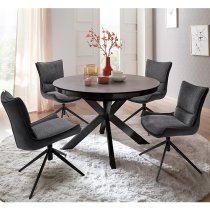 Winnipeg Extending Grey Dining Table With Matt Black Legs