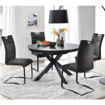 Winnipeg Extending Grey Dining Table With Matt Black Legs