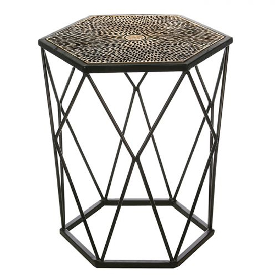 Cheetah Aluminium Side Table In Antique Black And Gold