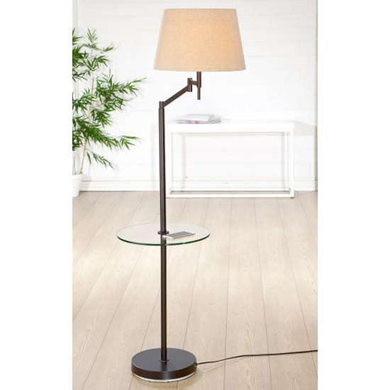 Elastico Floor Lamp In Brown And Beige With Glass Stand