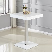 Topaz White High Gloss Bar Table With 4 Candid Black Stools