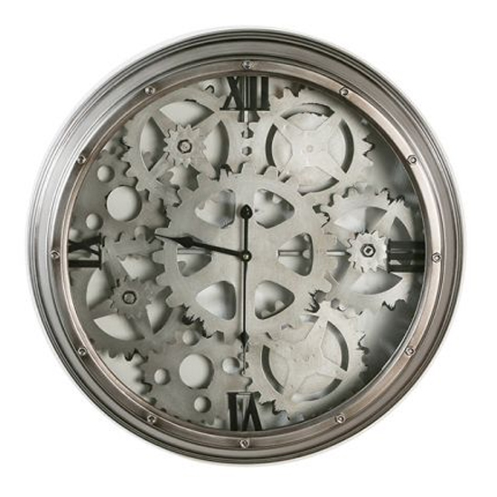 Loft Glass Wall Clock With Anthracite And Silver Metal Frame