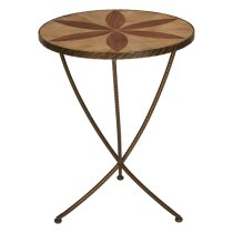 Eltro Large Wooden Side Table With Antique Brass Legs In Brown