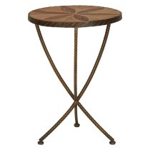 Eltro Small Wooden Side Table With Antique Brass Legs In Brown