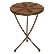 Eltro Small Wooden Side Table With Antique Brass Legs In Brown