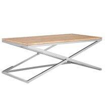 Errai Wooden Tray Coffee Table With Steel Frame In Natural