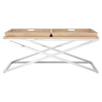 Errai Wooden Tray Coffee Table With Steel Frame In Natural