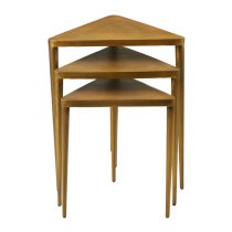 Eltro Triangular Wooden Nest Of 3 Tables In Gold