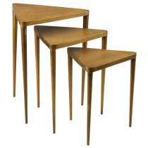 Eltro Triangular Wooden Nest Of 3 Tables In Gold