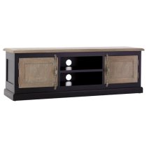 Kensick Wooden TV Stand With 2 Doors In Oak And Black