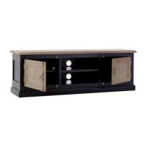 Kensick Wooden TV Stand With 2 Doors In Oak And Black