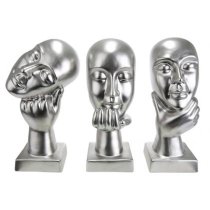 Thinking Ceramic Set Of 3 Sculpture In Silver