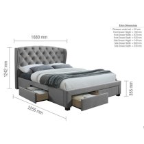 Hoper Fabric King Size Bed In Grey