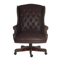 Chairman Traditional Faux Leather Executive Chair In Burgundy