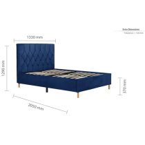 Laxly Fabric Small Double Bed In Blue