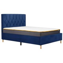 Laxly Fabric Double Bed In Blue