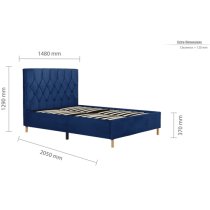 Laxly Fabric Double Bed In Blue