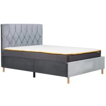 Laxly Fabric King Size Bed In Grey