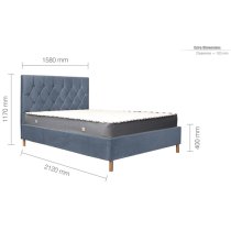 Laxly Fabric King Size Bed In Grey