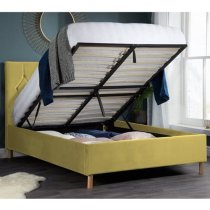 Laxly Fabric Ottoman Small Double Bed In Mustard