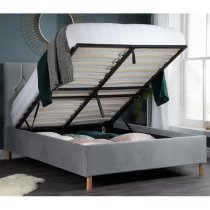 Laxly Fabric Ottoman Double Bed In Grey