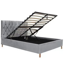 Laxly Fabric Ottoman Double Bed In Grey