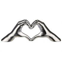 Heart Ceramic Hand Sculpture In Silver