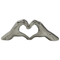 Heart Ceramic Big Hand Sculpture In Silver