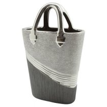 Bridgetown Ceramic Handbag Vase In Silver And Grey