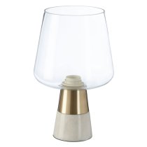 Edisot Glass Shade Table Lamp With Iron And Marble Base