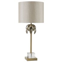 Herto Grey Fabric Shade Table Lamp With Tree Shaped Steel Base